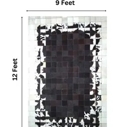 dazzhome White & Brown Hair On Leather Abstract Hand Woven 9ftx12ft Carpet image 3