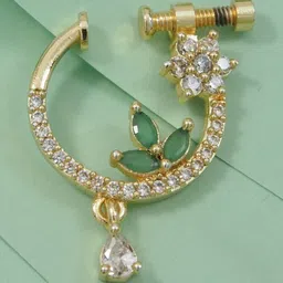 I Jewels Gold-Plated Artificial Stones Studded Ring Nosepin-picture-39
