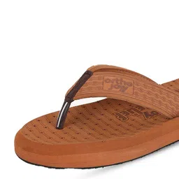 ORTHO JOY Men Brown Printed Rubber Thong Flip-Flops image 4