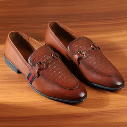 Metro Men Textured Leather Formal Slip-Ons Shoes-picture-41