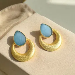 TISHUL JEWELS Gold-Plated Crystal Studded Drop Earrings-picture-34