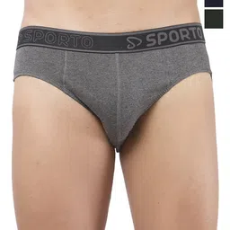 Sporto by Macho Men Pack Of 3 Pure Cotton Basic Briefs Sporto_M1010-A(1)-N(1)-Olv(1)-S-image-61