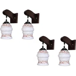 1ST TIME Brown & White Printed Wood Traditional Abstract Shaped Shaped Wall Lamp image 4