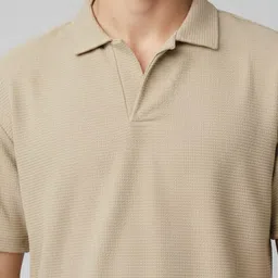 glitchez Waffle Knit Polo Collar Relaxed Fit T-shirt image 5