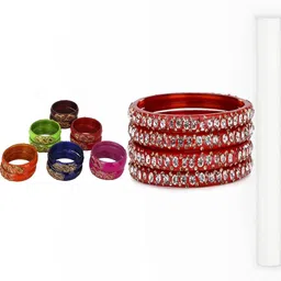 SOMIL Set Of 16 Stone Studded Bangle-image-70