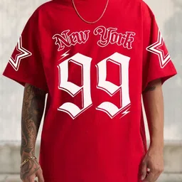 Cool Plus Men Typography Printed Round Neck Cotton Oversized T-shirt image 4