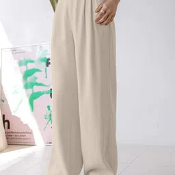 BAESD Women Relaxed Straight Leg High-Rise Non Iron Trousers image 2