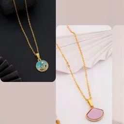 SZN Women Pack Of 2 Gold-Plated Enamelled Necklaces-picture-25