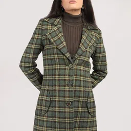The Roadster Lifestyle Co Wide Check Single Breasted Overcoat-image-45