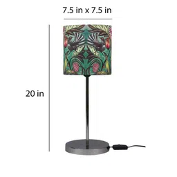 Wild Forest Table Multicolor Satin Shade Table Lamp with Silver Base by Green Girgit image 3