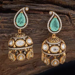 Kushal's Fashion Jewellery Victorian Plated Kundan Studded Dome Shaped Jhumkas-picture-24