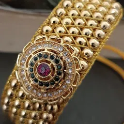 Sanjog Gold-Plated Cubic Zirconia Studded Wraparound Bracelet-image-41