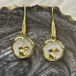 BDIVA Gold Plated Cubic Zirconia Studded Contemporary Drop Earrings-picture-12