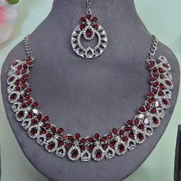 VATSALYA creation Alloy Gold- plated Maroon Jewellery Set-picture-35