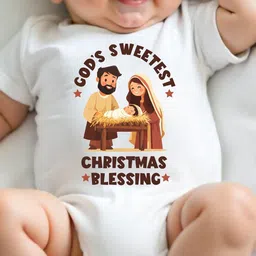 KNITROOT White God's Sweetest Christmas Blessing Printed Bodysuit image 2