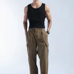 Flying Machine Men Loose Fit Mid-Rise Pleated Cargos Trousers image 4