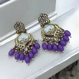 Women Click Teardrop Shaped Drop Earrings image 3