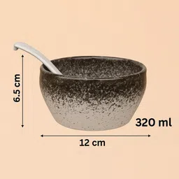 gitaemporium Ceramic Soup Bowl Rainbow Ceramic Bowl Set (Pack of 6 with Spoons) image 3