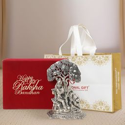 INTERNATIONAL GIFT Silver-Toned Radha Krishna Religious Idol Showpiece-picture-12