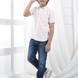 Crimsoune Club Boys Slim Fit Striped Casual Shirt-picture-28