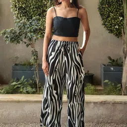 Sol Studio Printed Shoulder Straps Pure Cotton Top & Trousers With Shirt image 2