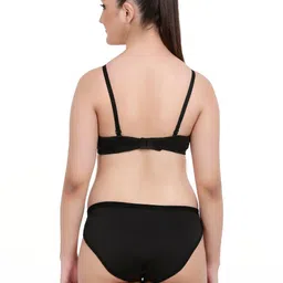 samvar Women Blue,Black Cotton Bra Panty Set for Lingerie Set Undergarments Pack of 2 image 4