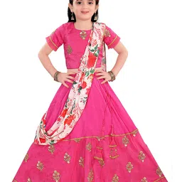 Pragya Exclusive Girls Embroidered Silk Ready to Wear Lehenga With Blouse And Dupatta-image-69