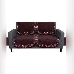 Kuber Industries Maroon & Pink 4 Pieces Printed 2- SeaterVelvet Sofa Covers image 2