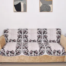 BELLA TRUE Brown & Grey 6 Pieces Printed 5 Seater Sofa Covers image 2