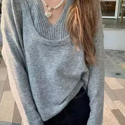 StyleCast Women Ribbed V Neck Pullover-image-68