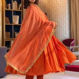 GoSriKi Women Solid Kurta with Pyjama & Dupatta image 3