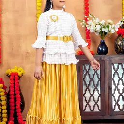 Sangria Girls White Net Lehenga Choli image 4