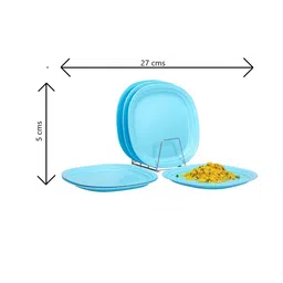 Varmora Plastic Square Dinner Plate-BPA Free | Microwave Safe| Great For Outdoor picnics | Best for Occasions & Quick Meals ( Set of 6 |Sky Blue) image 2