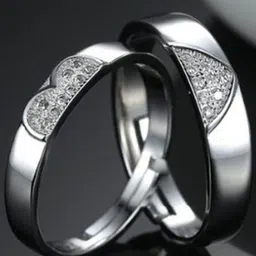 Ringzinnie Unisex Set Of 2 Stainless Steel Stones Studded Heart Couple Finger Rings-picture-35