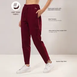 Nykd by Nykaa Cotton Terry Jogger with Adjustable Waist & Hi-low Hem Detail NYAT236-A Zinfandel image 2