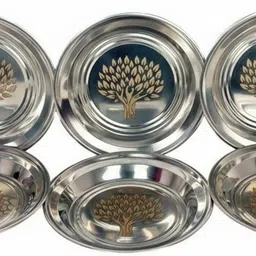 smde Stainless Steel Serving Bowl Dessert Bowl/ Floral Dessert Bowl Katori Set for Dining-picture-16