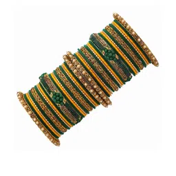 GLIKA Zircon Gemstone Studded Golden Bangle Set image 2