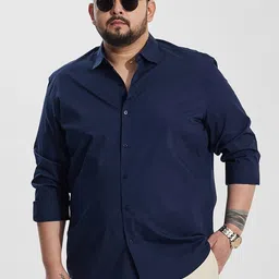 Snitch Men Plus Size Classic Regular Fit Spread Collar Solid Cotton Casual Shirt-picture-27