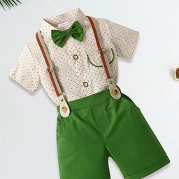 FOREVER FRIDAY Boys Polka Dots Printed Pure Cotton Shirt With Shorts-picture-7