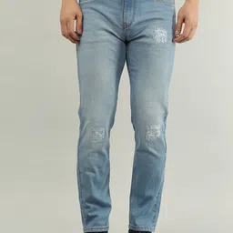TIM PARIS Men Original Tapered Fit Mid-Rise Low Distress Heavy Fade Stretchable Jeans-picture-12