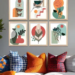 Kotart Brown & White 6 Pieces Abstract Printed Wooden Wall Arts image 5