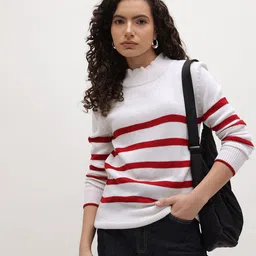 The Roadster Life Co. Horizontally Striped High Neck Acrylic Pullover-picture-24