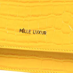 PELLE LUXUR Textured PU Structured Sling Bag with Quilted image 3