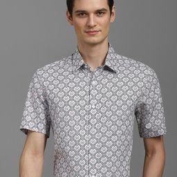 Louis Philippe Floral Printed Spread Collar Short Sleeves Regular Fit Formal Shirt-picture-27