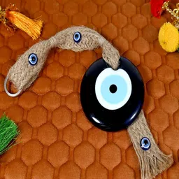 LINENSUTRA Blue & White Textured Evil Eye Glass Wall Hangings image 5