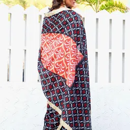 DIVASTRI Ethnic Motifs Printed Ready To Wear Mulmul Cotton Block Print Saree image 5