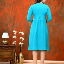 Vorcia Febtex Floral Embroidered Round Neck Midi Fit and Flare Ethnic Dress image 2