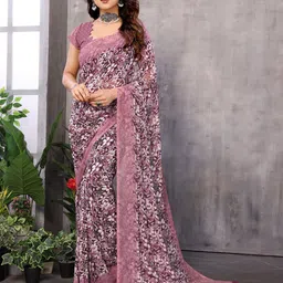 Nirmohi Fashion Floral Pure Georgette Saree-image-42