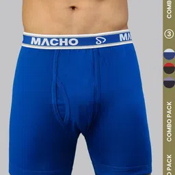 MACHO Pack Of 3 Pure Cotton Long Trunks-picture-38