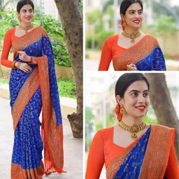 Parampara Ethnic Woven Design Zari Pure Silk Banarasi Saree image 2